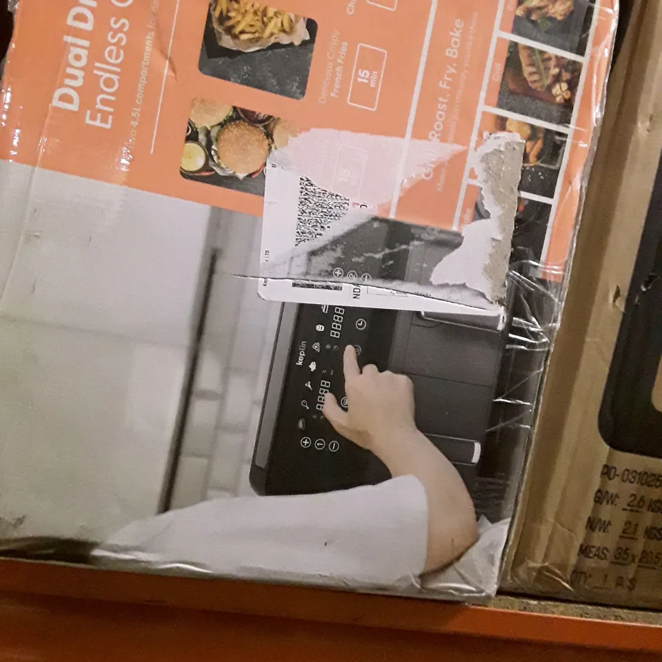 BOXED KEPLIN AIR FRYER WITH DUAL COOKING ZONES BLACK COLOUR 
