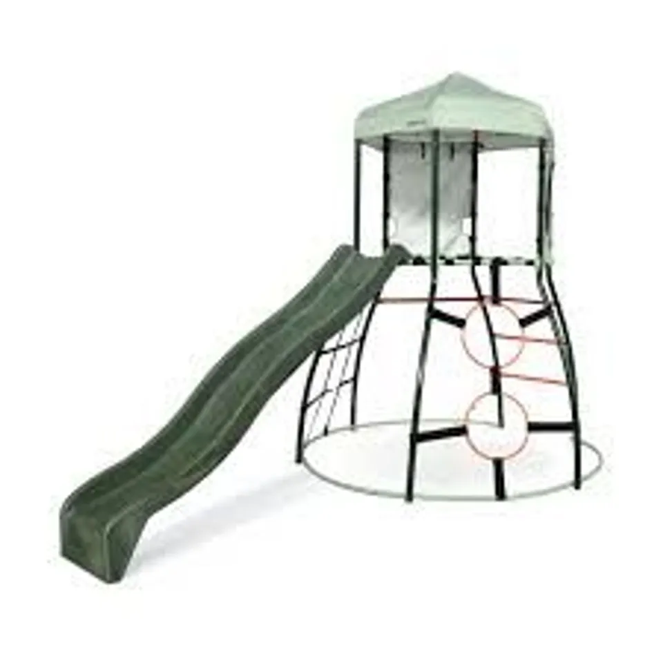 BOXED PLUM METAL CLIMBING DOME WITH SLIDE, MONKEY BARS & SWING ARM (4 PIECES) RRP £399.99