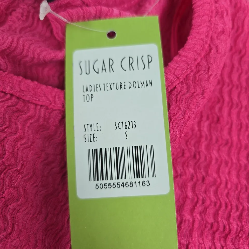SUGAR CRISP LADIES TEXTURE DOLMAN TOP – PINK, SIZE S