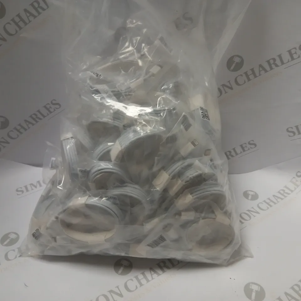 BAG OF APPROXIMATELY 40 USB-C TO LIGHTNING CONNECTOR CABLES