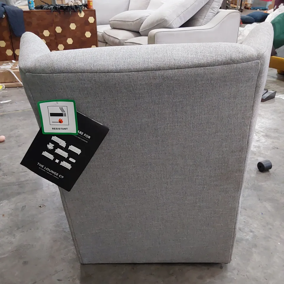 QUALITY BRITISH MADE LOUNGE Co WING BACK EADY CHAIR LIGHT GREY FABRIC 