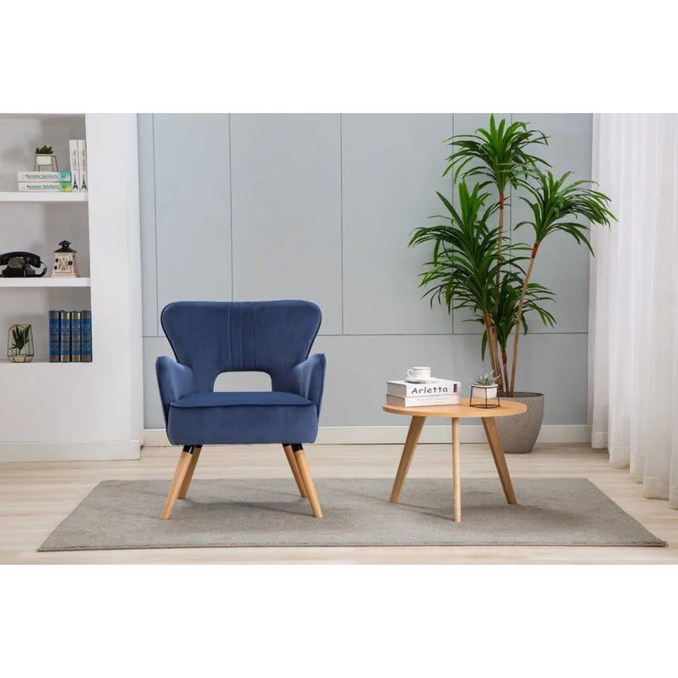 BOXED DESIGNER VIOLA SKIPPER BLUE UPHOLSTERED ARMCHAIR