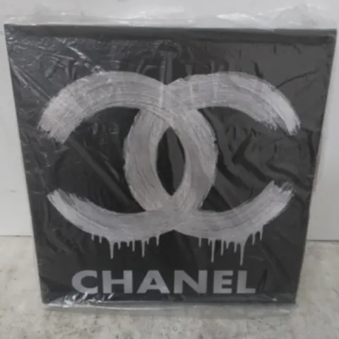 FASHION LOGO SILVER ON BLACK BY MADELINE BAKER - WRAPPED CANVAS