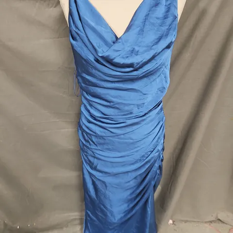 ABERCROMBIE & FITCH COWL NECK RUCHED DRESS IN SAPPHIRE SIZE M T