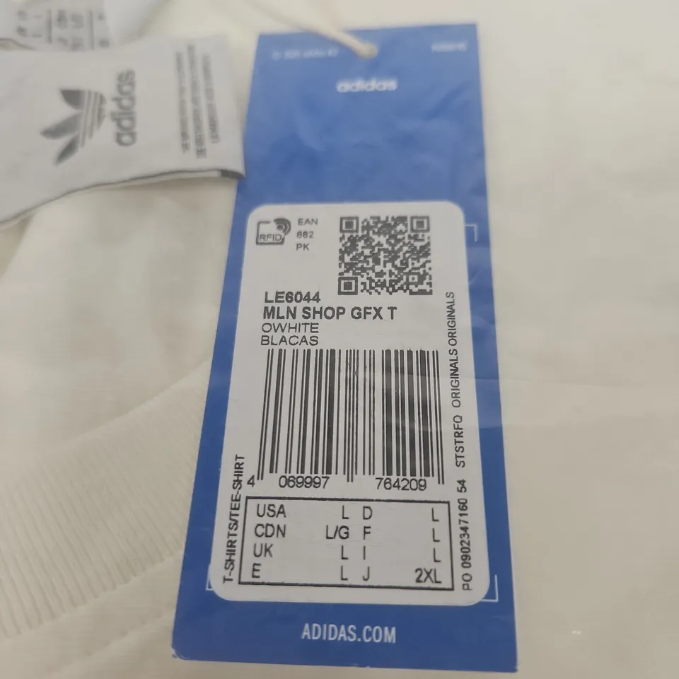 ADIDAS ORIGINALS WHITE T-SHIRT, UK L (US L)
