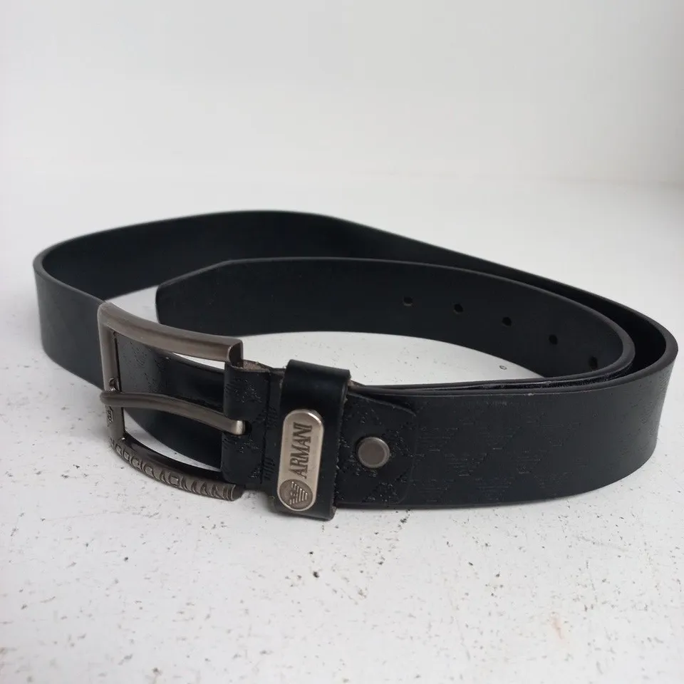 ARMANI BLACK LEATHER BELT – MEN'S - SIZE UNSPECIFIED 