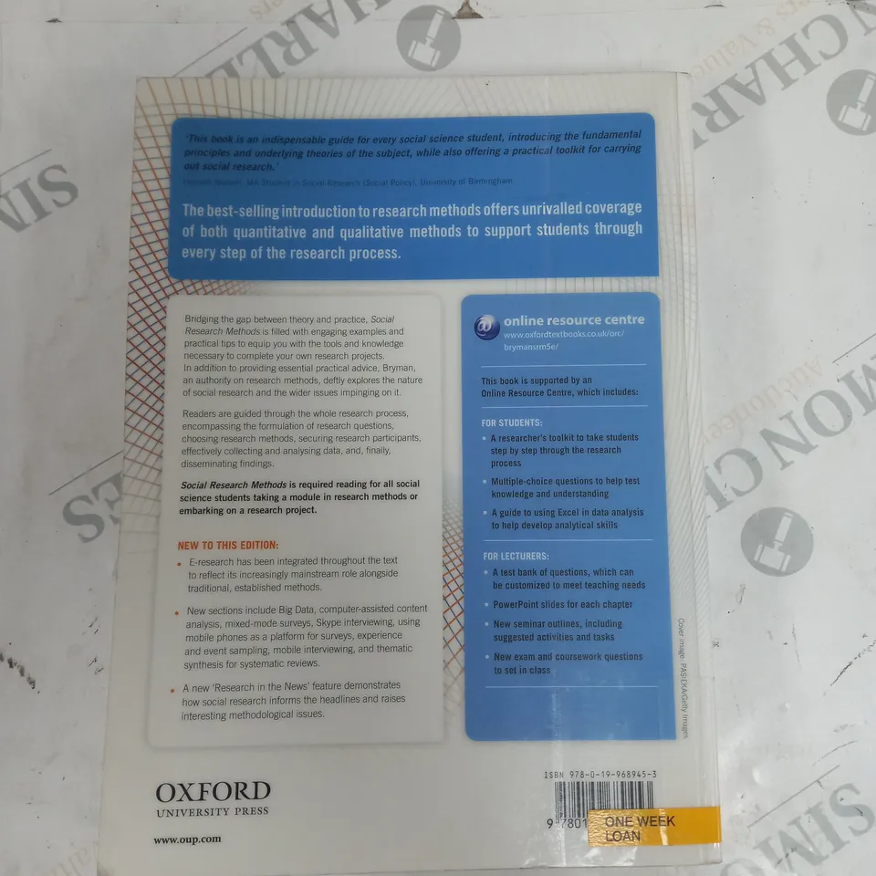 SOCIAL RESEARCH METHODS 5TH EDITIONS ALAN BRYMAN