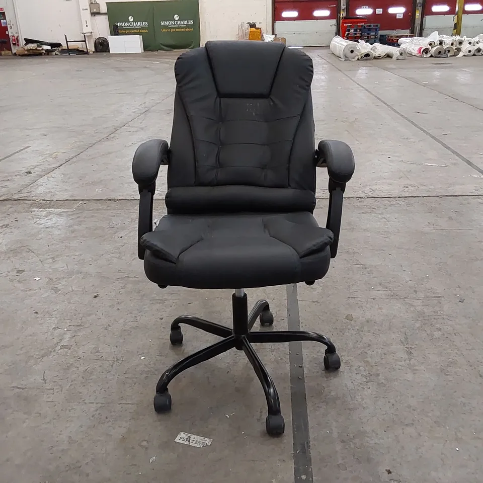 BLACK FAUX LEATHER ELECTRIC RECLINING AND MASSAGING CHAIR (1 ITEM)