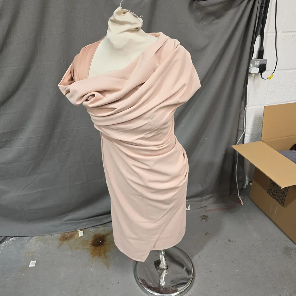 PINK BOUTIQUE WOMEN'S OFF-SHOULDER RUCHED MIDI DRESS – BLUSH PINK-SIZE UNSPECIFIED 