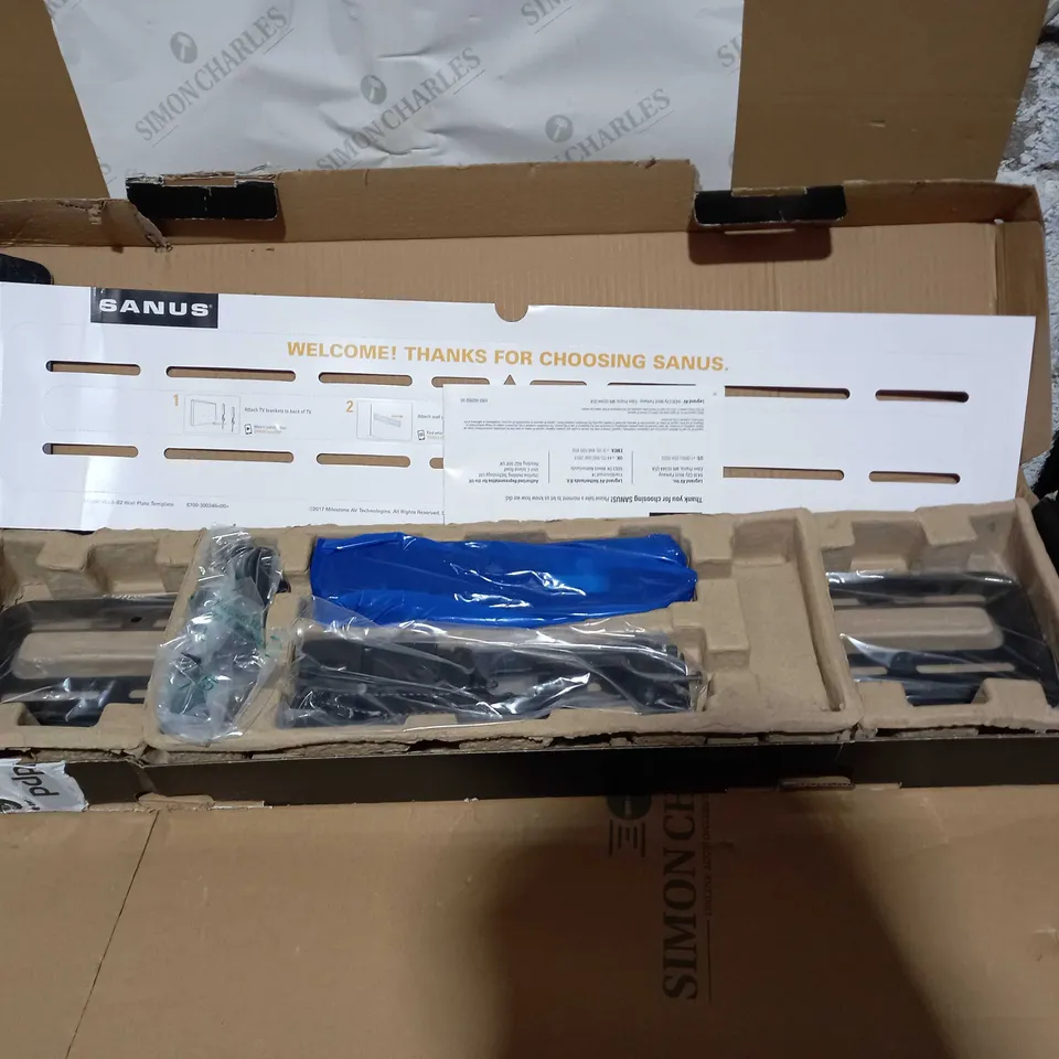 BOXED SANUS BLACK FIXED TV WALL MOUNT FITS TVS 42" - 90"