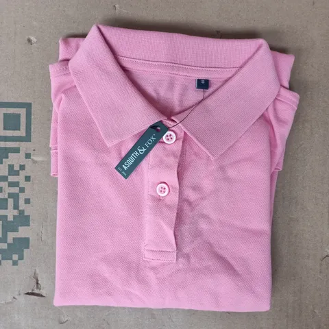 ASQUITH & FOX SHORT SLEEVE POLO TOP IN PINK SIZE SMALL