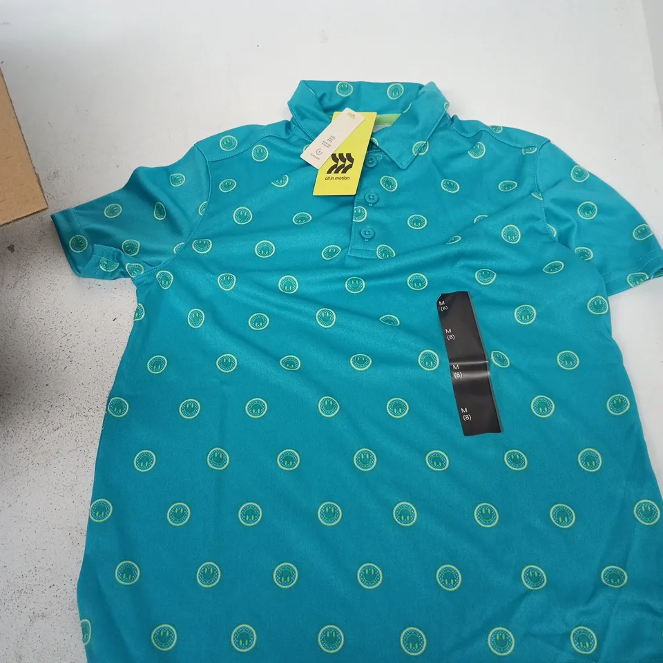 BOX OF APPROXIMATELY 12 ALL IN MOTION POLO SHIRTS IN ASSORTED SIZES