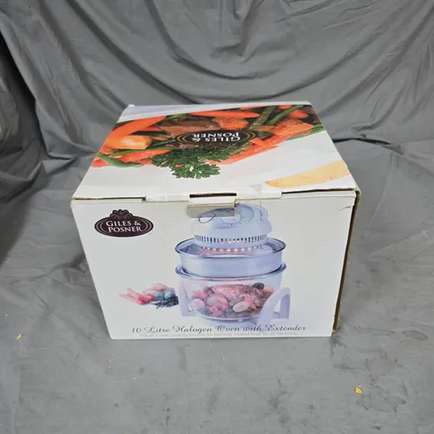 GILES & POSNER 10 LITRE HALOGEN OVEN WITH EXTENDER – BOXED