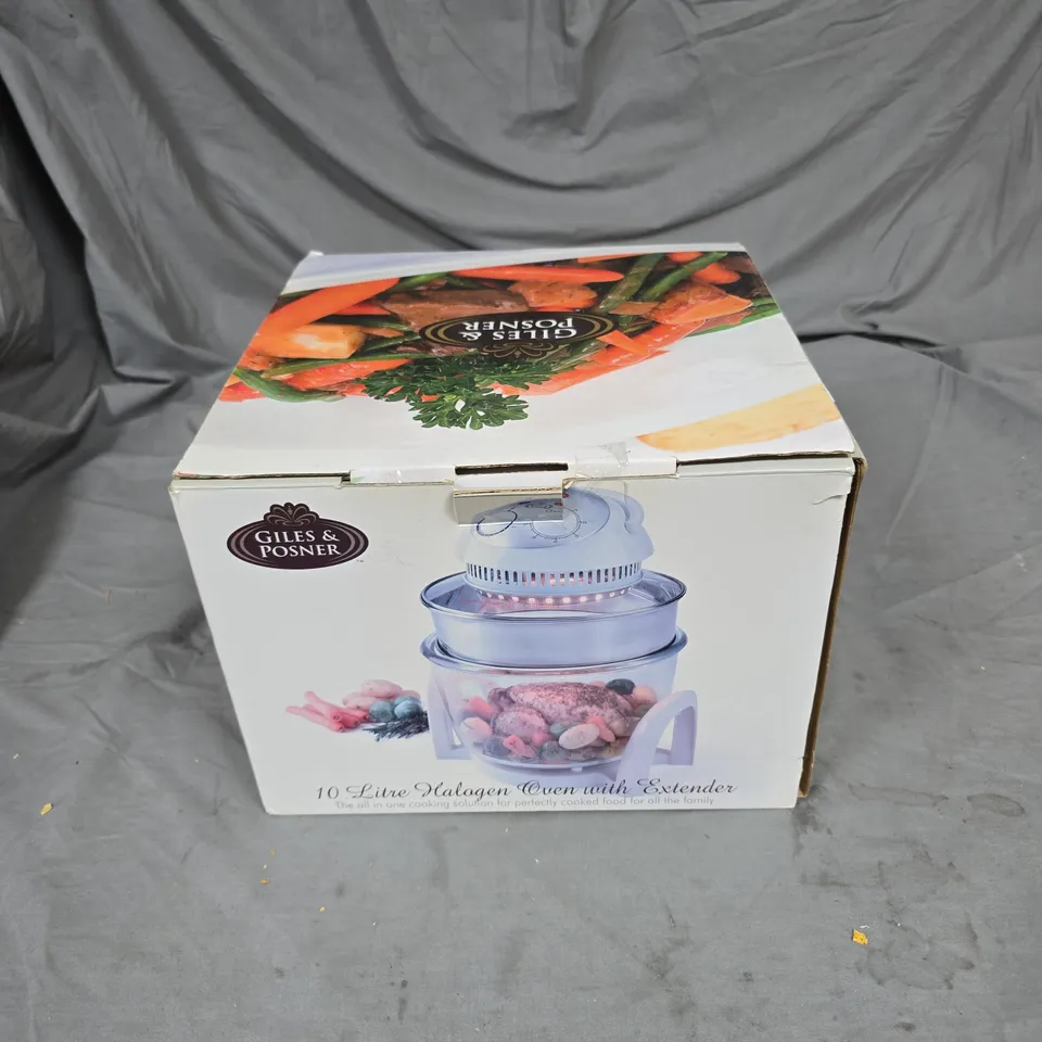 GILES & POSNER 10 LITRE HALOGEN OVEN WITH EXTENDER – BOXED