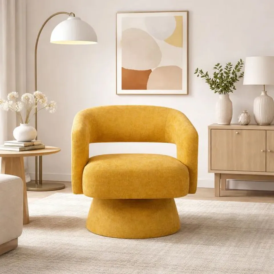 BOXED ORLA ACCENT CHAIR - OCHRE