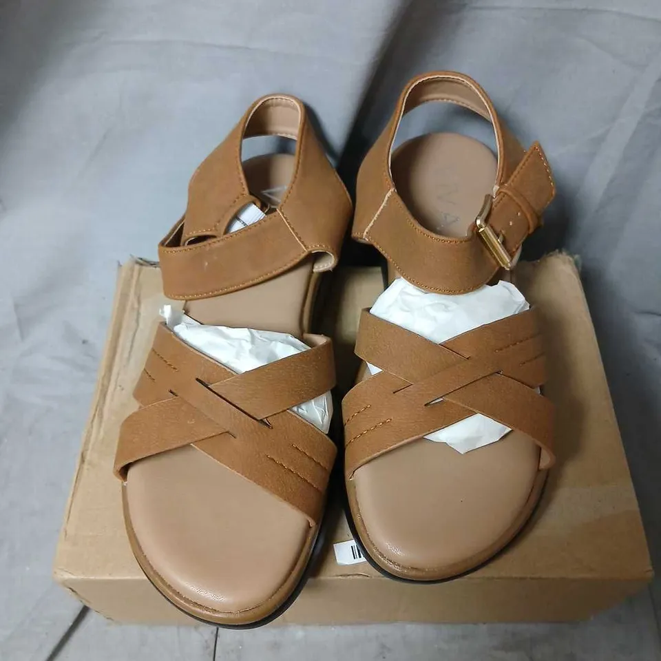 VIVA SANDALS – TAN CROSS-STRAP, WOMEN'S, EU 38 (VS0005) UK 5 