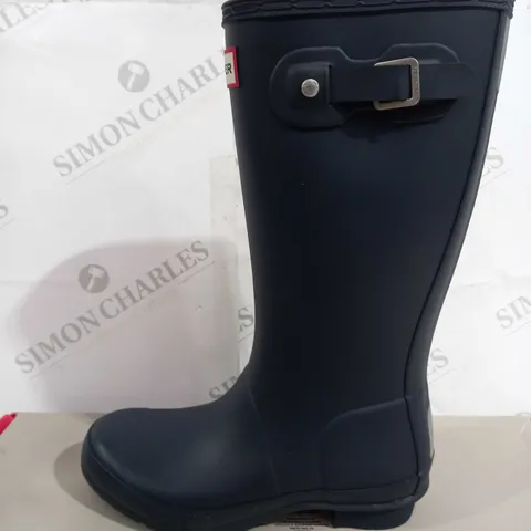 BOXED HUNTER ORIGINAL KIDS JUNIOR RUBBER WELLINGTONS BOOTS, NAVY - SIZE 2 