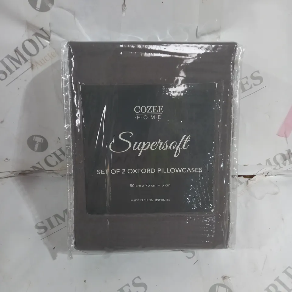 COZEE HOME SUPERSOFTS SET OF 2 OXFORD PILLOWCASES IN GREY 50CM X 75CM