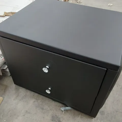 BOXED 2 DRAWER BEDSIDE CHEST UPHOLSTERED BLACK PU