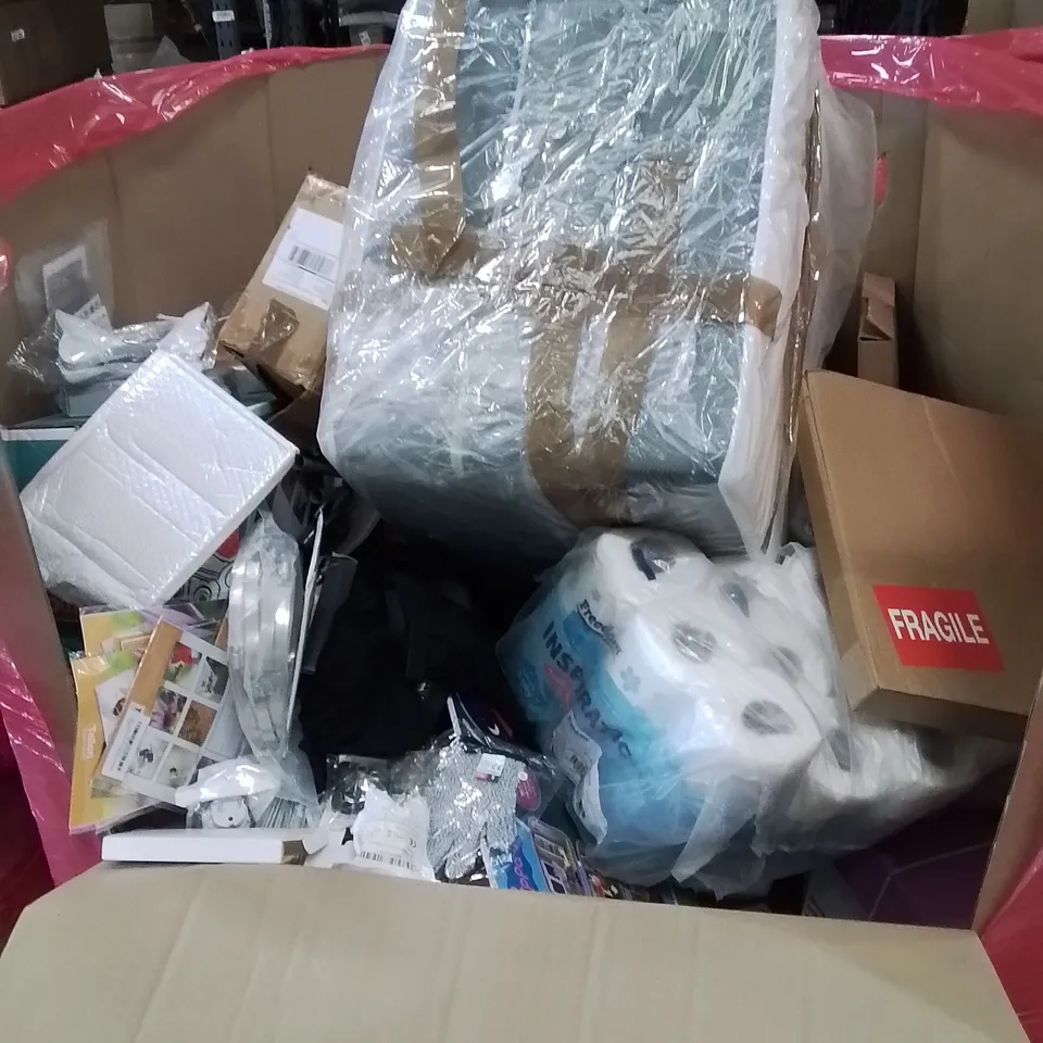 PALLET OF ASSORTED HOUSEHOLD PRODUCTS AND ITEMS TO INCLUDE;50L SENSOR BIN,MEGA BLOCKS LEARNING TABLE,SILENT NIGHT ULTRABOUNCE 