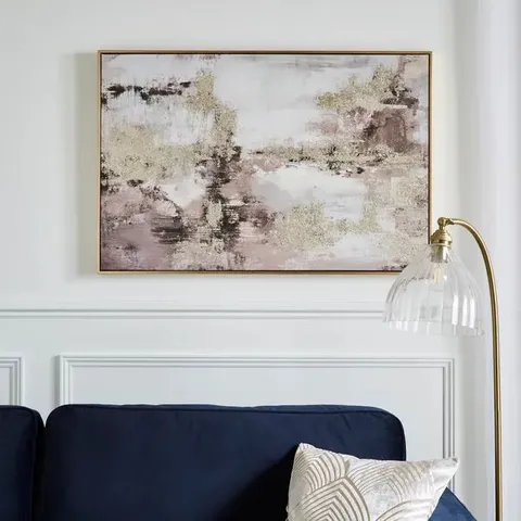 BOXED GOLD ABSTRACT FRAMED CANVAS // SIZE: H 60cm X W 90cm X D 3.7cm