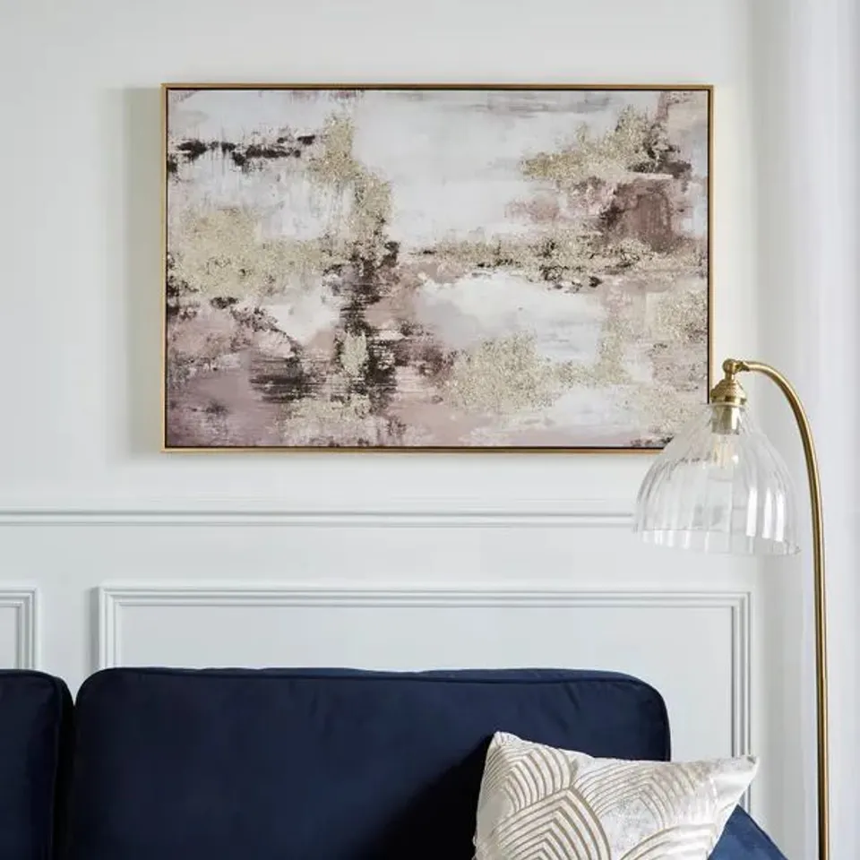 BOXED GOLD ABSTRACT FRAMED CANVAS // SIZE: H 60cm X W 90cm X D 3.7cm