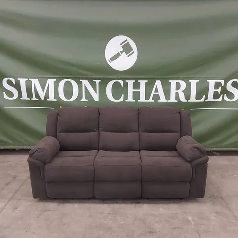 ALBION FABRIC 3 SEATER HIGH BACK MANUAL RECLINER SOFA - CHARCOAL FABRIC 