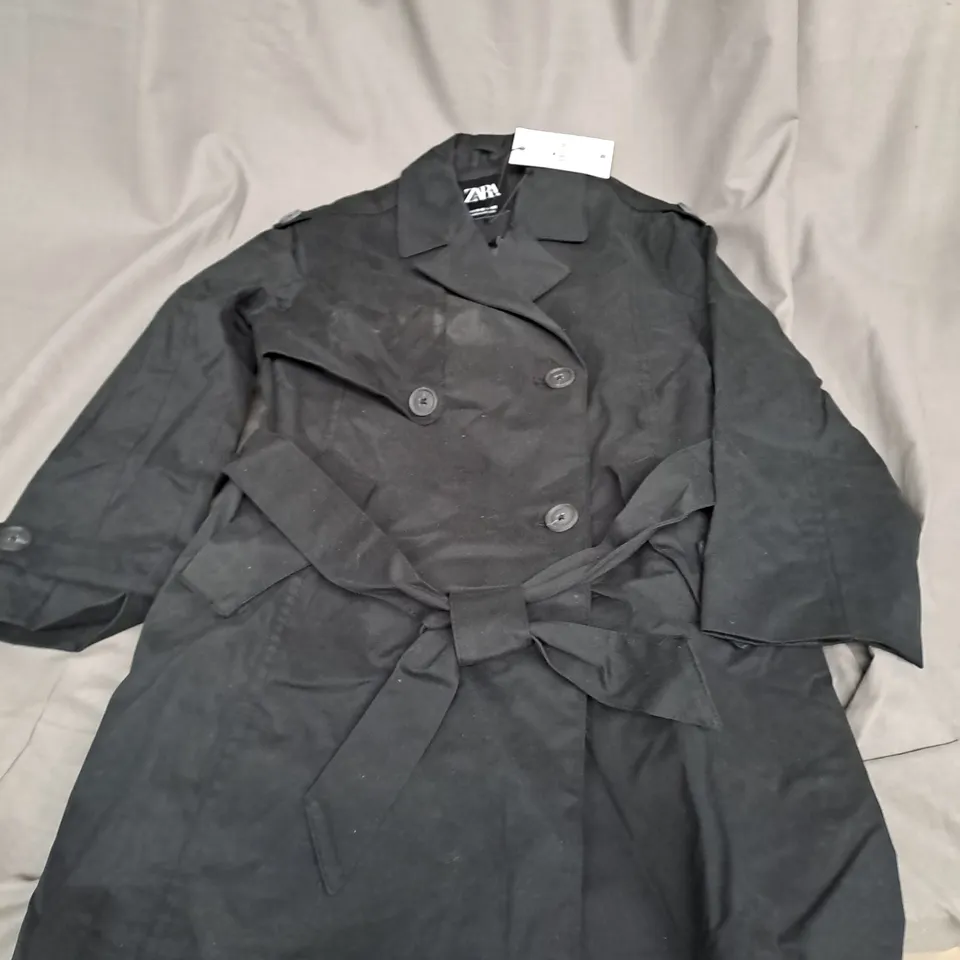 ZARA SIZE 9-10 BLACK TRENCH COAT 