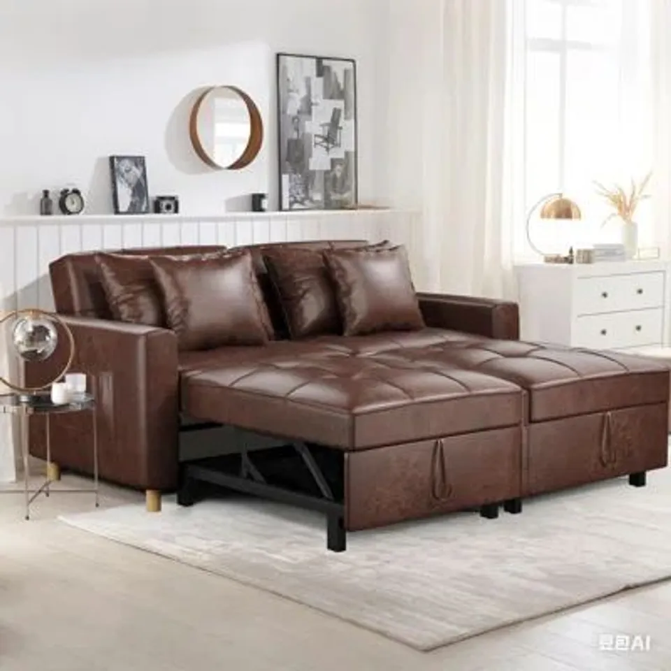 BOXED COMFORTABLE 3 IN 1 CONVERTIBLE SOFA BED WITH ADJUSTABLE BACKREST [2 BOXES]