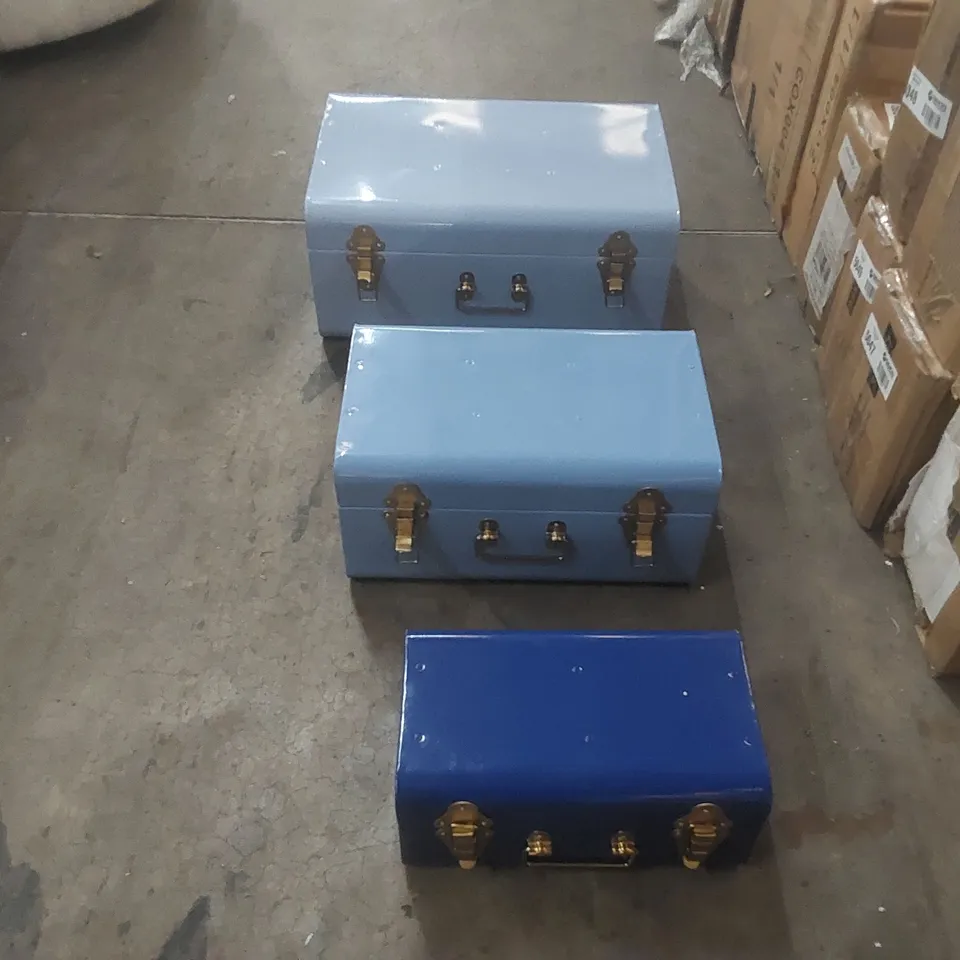 FORBUSH 3 PIECE ACCENT TRUNK SET COLOUR: BLUE