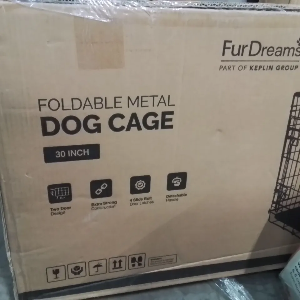 BOXED FURDREAMS 30" FOLDING METAL DOG CAGE