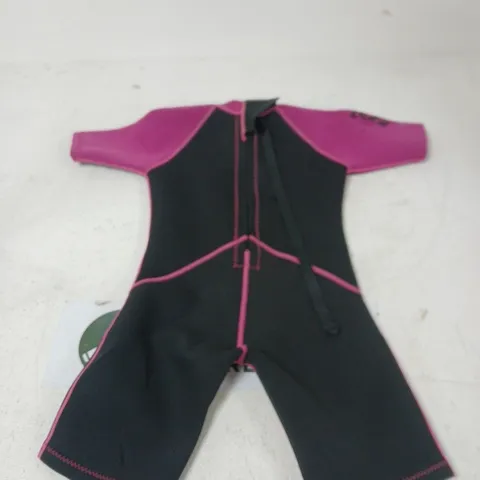 CHILDREN'S WETSUIT – BLACK WITH PINK TRIM, SHORT-SLEEVE/SHORT-LEG 26 CHEST