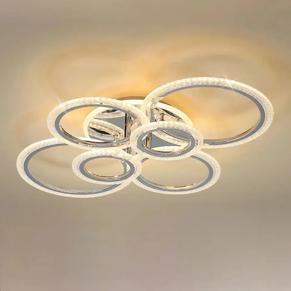 BOXED ELORA 6 LIGHT 80CM ACRYLIC LED FLUSH WALL MOUNT 