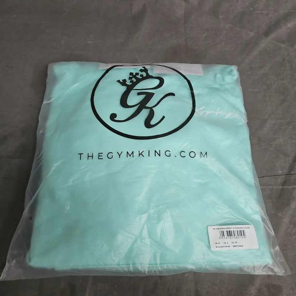 GYMKING WASHED RESET OVERSIZED HOODIE – DEEP AQUA – UK 8 