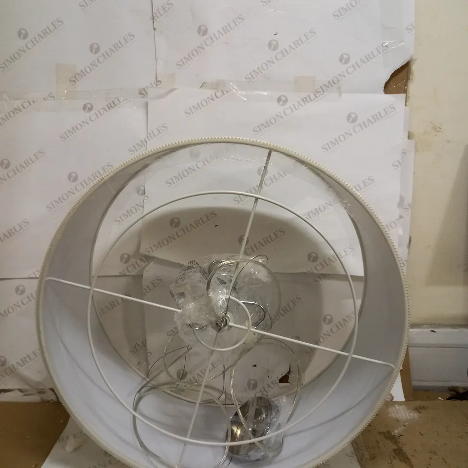 ZARAGOZA 3LT PENDANT 60CM POLISHED CHROME FINISH CREAM COTTON MICRO PLEAT SHADE