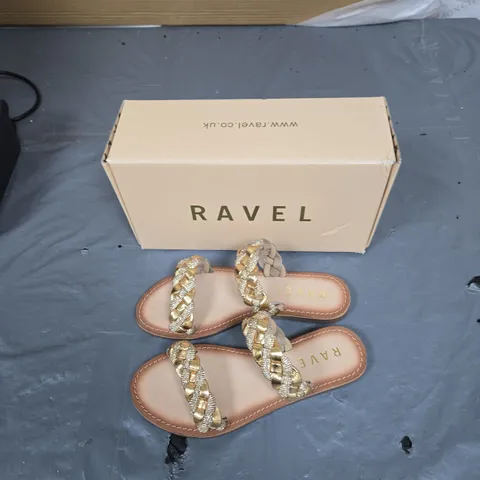 RAVEL WOMEN'S BRAIDED STRAP SANDALS – GOLD/BEIGE, UK 6