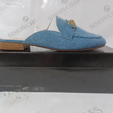 BOXED PAIR OF DUNE LONDON LOAFERS IN BLUE DENIM UK SIZE 7