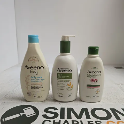 AVEENO BABY DAILY CARE TRIO: GENTLE BATH & WASH 400ML; MOISTURISING BODY LOTION 500ML; BODY WASH 300ML
