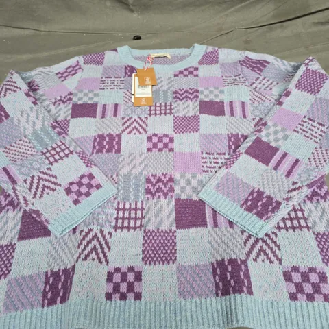 WOOLOVERS CHECKERBOARD JUMPER - SIZE LARGE