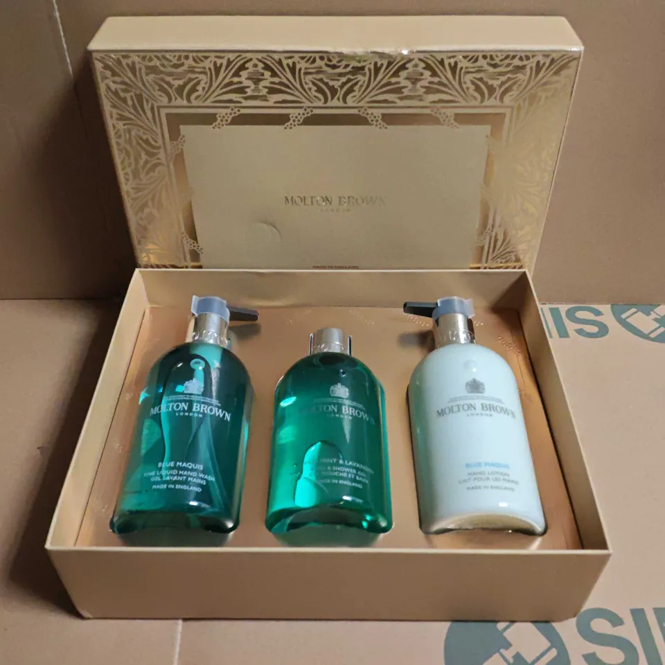 MOLTON BROWN BLUE MAQUIS GIFT SET – HAND WASH, BATH & SHOWER GEL & HAND LOTION