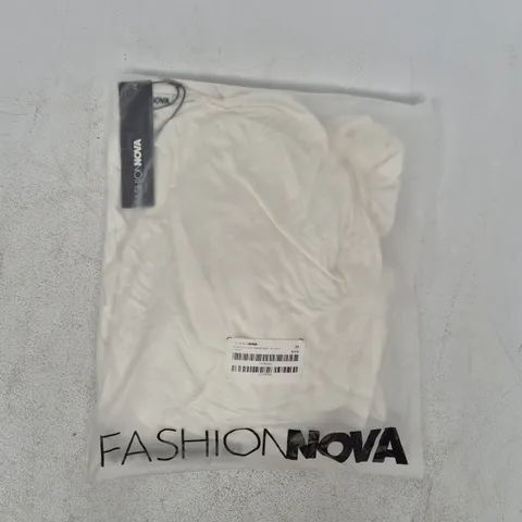 BAGGED FASHION NOVA FIONA RUCHED SHORT SLEEVE DRAPE TOP IN IVORY SIZE 2X