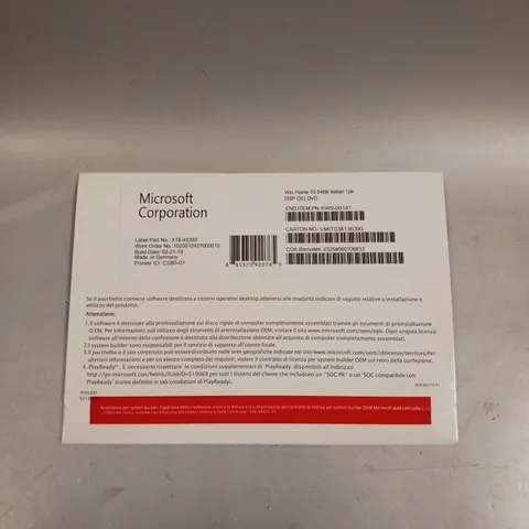 14 X SEALED MICROSOFT WINDOWS HOME 10 64BIT ITALIAN VERSION SOFTWARE PACKS