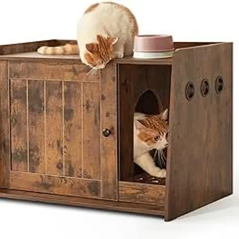 BOXED MONDEER CAT LITTER BOX ENCLOSURE - RUSTIC BROWN (1 BOX)