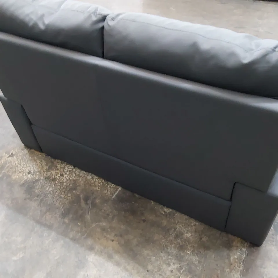 DESIGNER TWO SEATER SOFA GREY LEATHER 