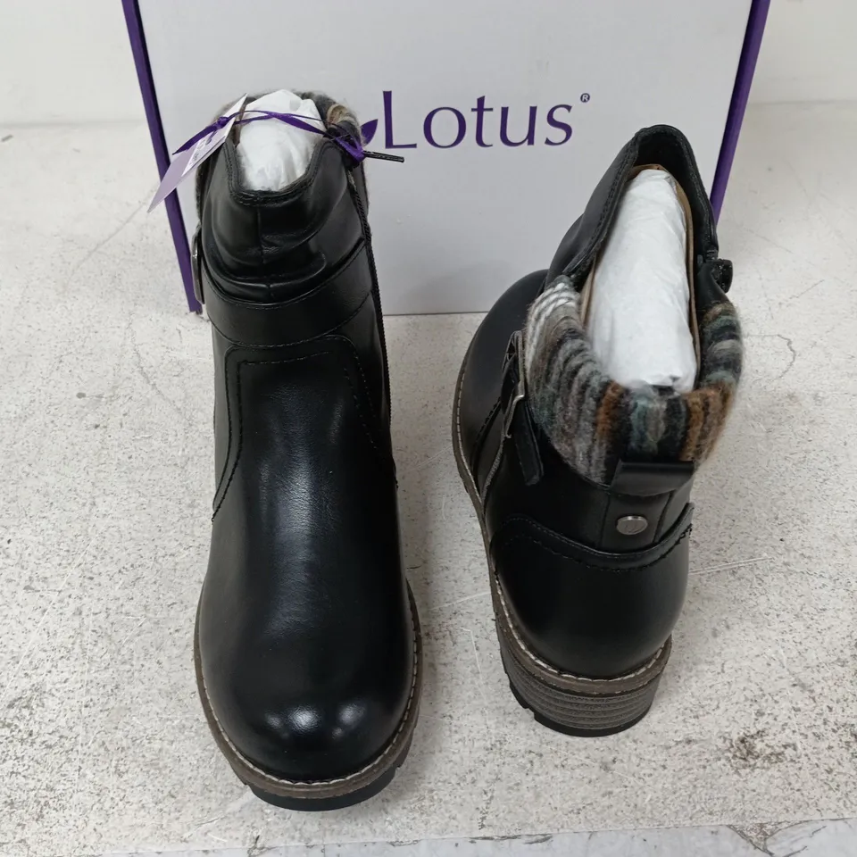 BOXED PAIR OF LOTUS TRIANA BOOTS IN BLACK - EU 38