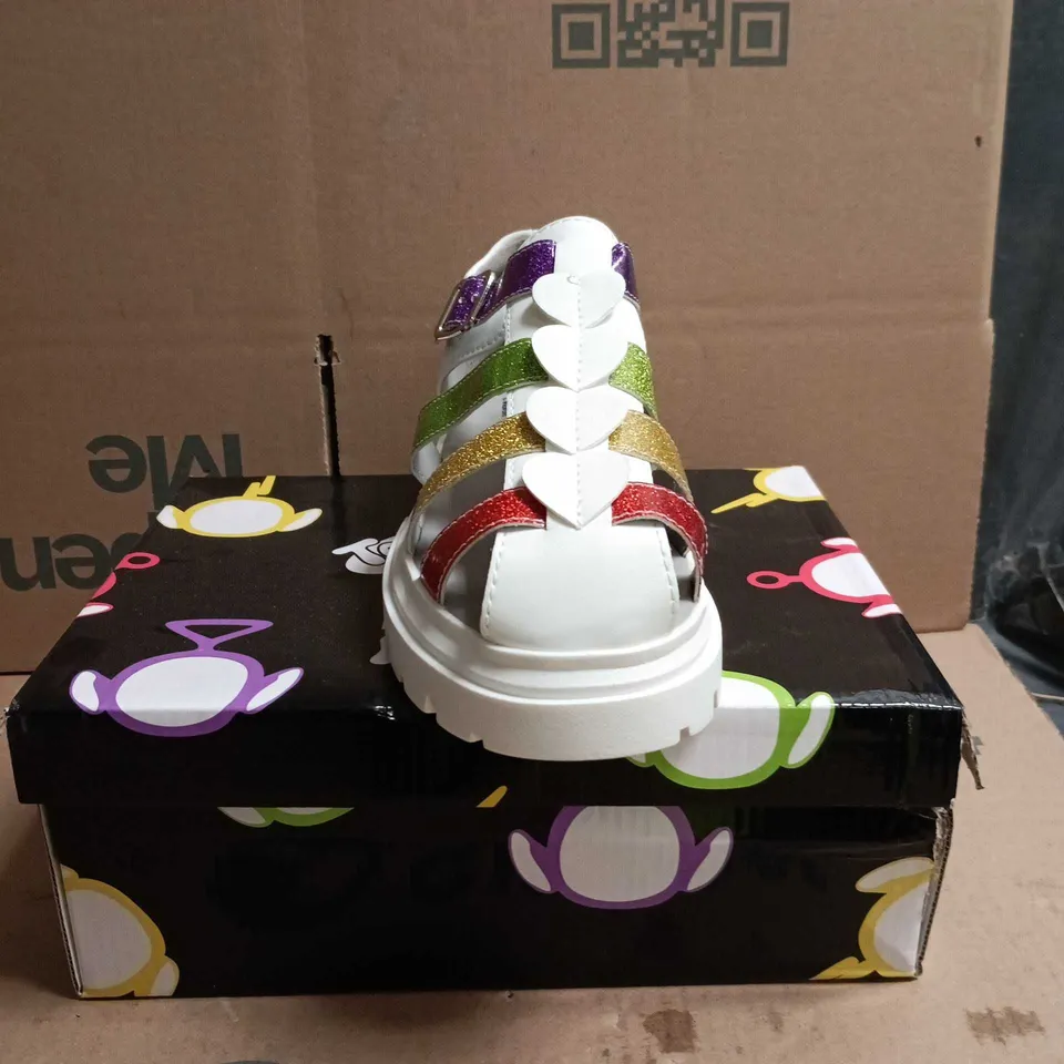KOI KIDZ TELETUBBIES GLITTER TRUMPETS SANDALS WHITE MULTI SIZE 3