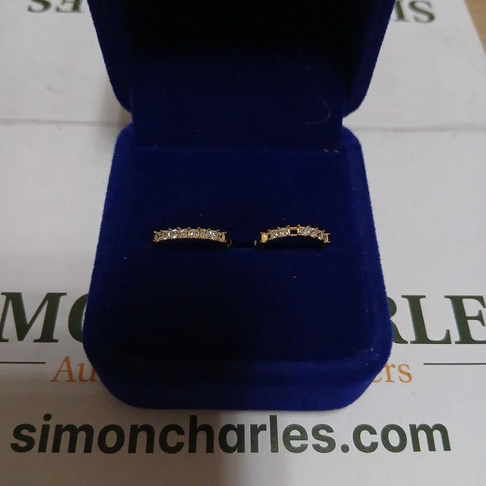 PAIR OF DIAMONIQUE YELLOW GOLD EARRINGS