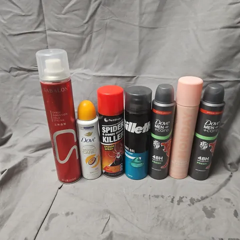 APPROXIMATELY 18 ASSORTED AEROSOLS TO INCLUDE DOVE MEN CARE 48 PROTECT, GILLETTE SHAVING GEL, DOVE ADVANCED CARE, ETC - COLLECTION ONLY