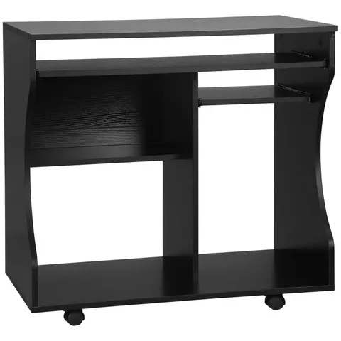 BOXED HOMCOM MULTI-STORAGE COMPACT WORK DESK, WITH WHEELS - BLACK