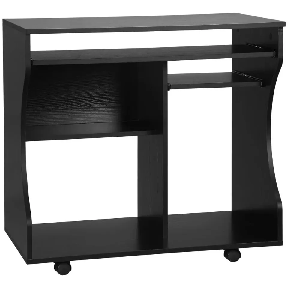BOXED HOMCOM MULTI-STORAGE COMPACT WORK DESK, WITH WHEELS - BLACK